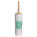 Bathroom Toilet Brush & Holder With Bamboo Handle Cleaning Bowl Tool Set - White