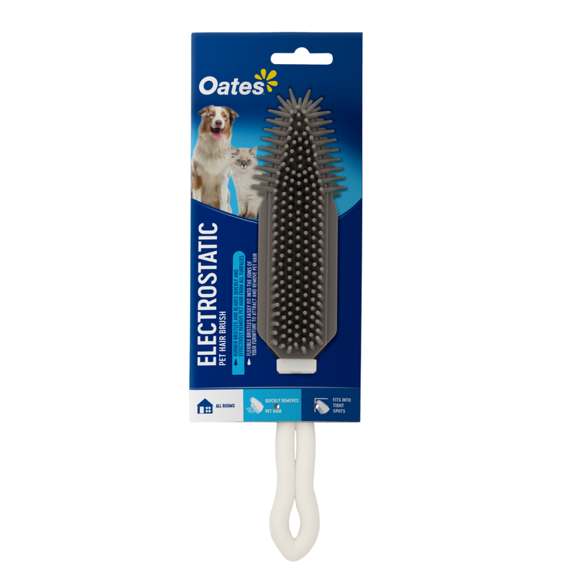 Oates Electrostatic Pet Hair Brush Grooming Comb Scratch Free Rubber Bristles