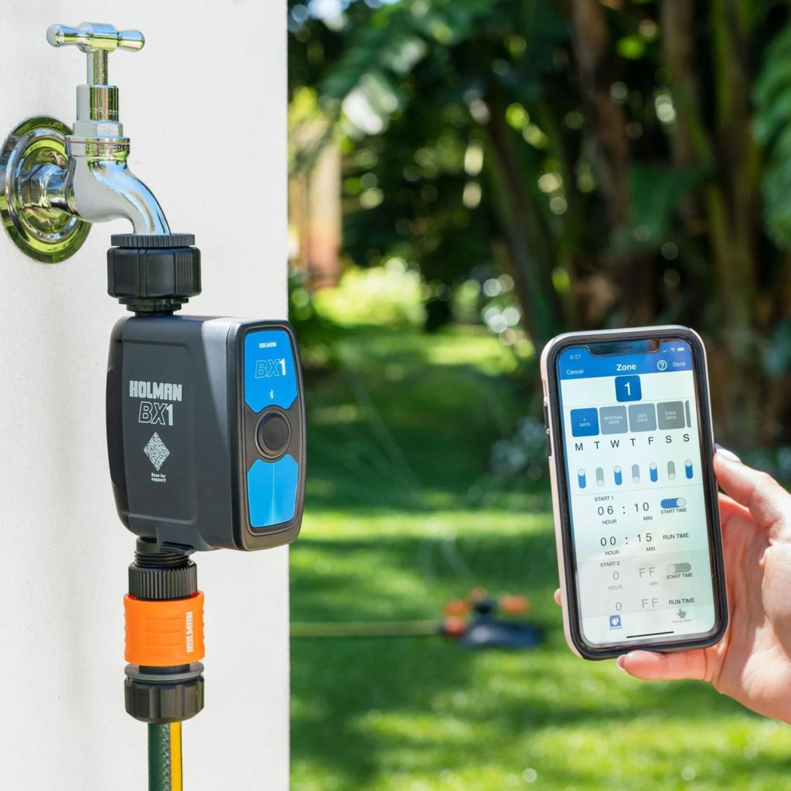 Holman BX1 Tap Timer Watering Control Smartphone Controlled With Bluetooth, Blue