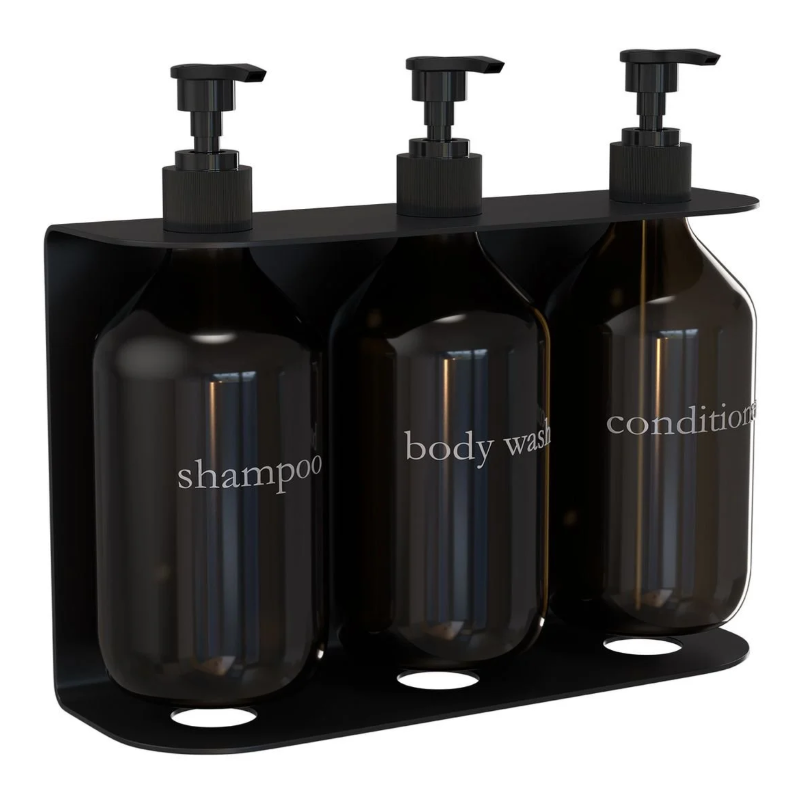 Living Elements Bathroom Black & Amber Wall Mounted Triple Soap Bottle Holder