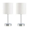 Verve Design White Mia Touch Table Lamp with Fabric Shade - Twin Pack