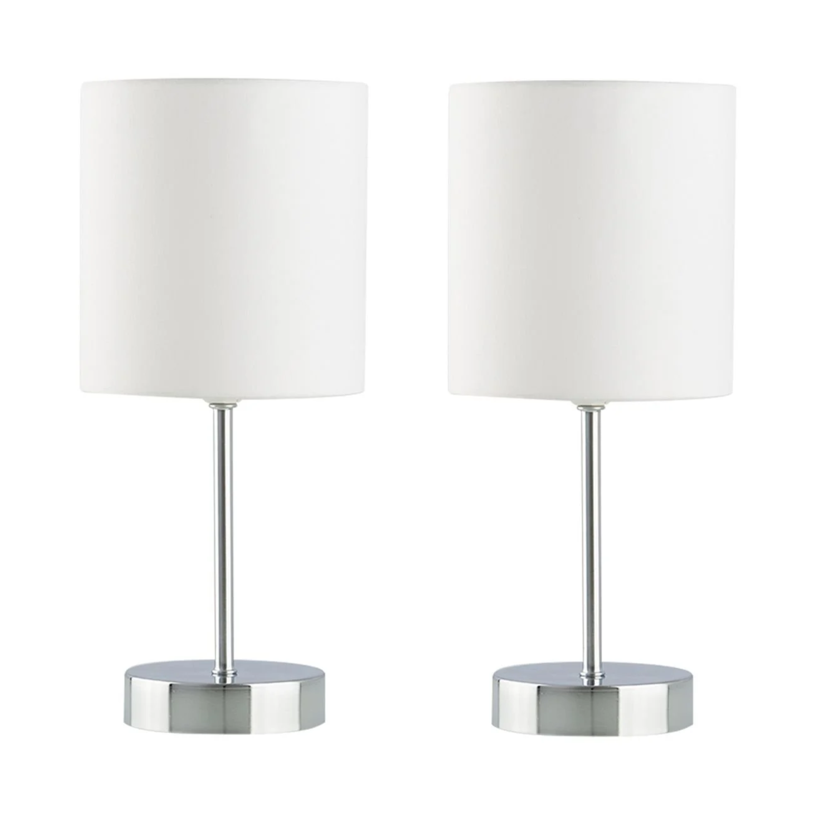 Verve Design White Mia Touch Table Lamp with Fabric Shade - Twin Pack