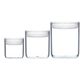 3pc ClickClack Round Pantry Set – Small Food/Storage Containers Clear/White