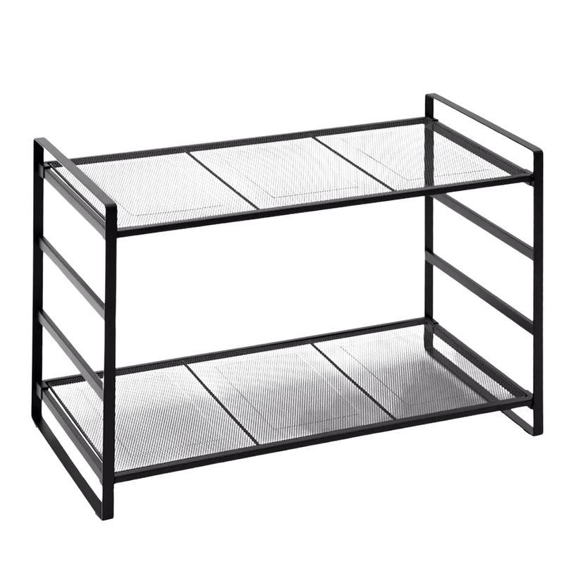 Boxsweden 2-Tier Mesh Wire Storage Shelf Organizer Rack 73cm – Black