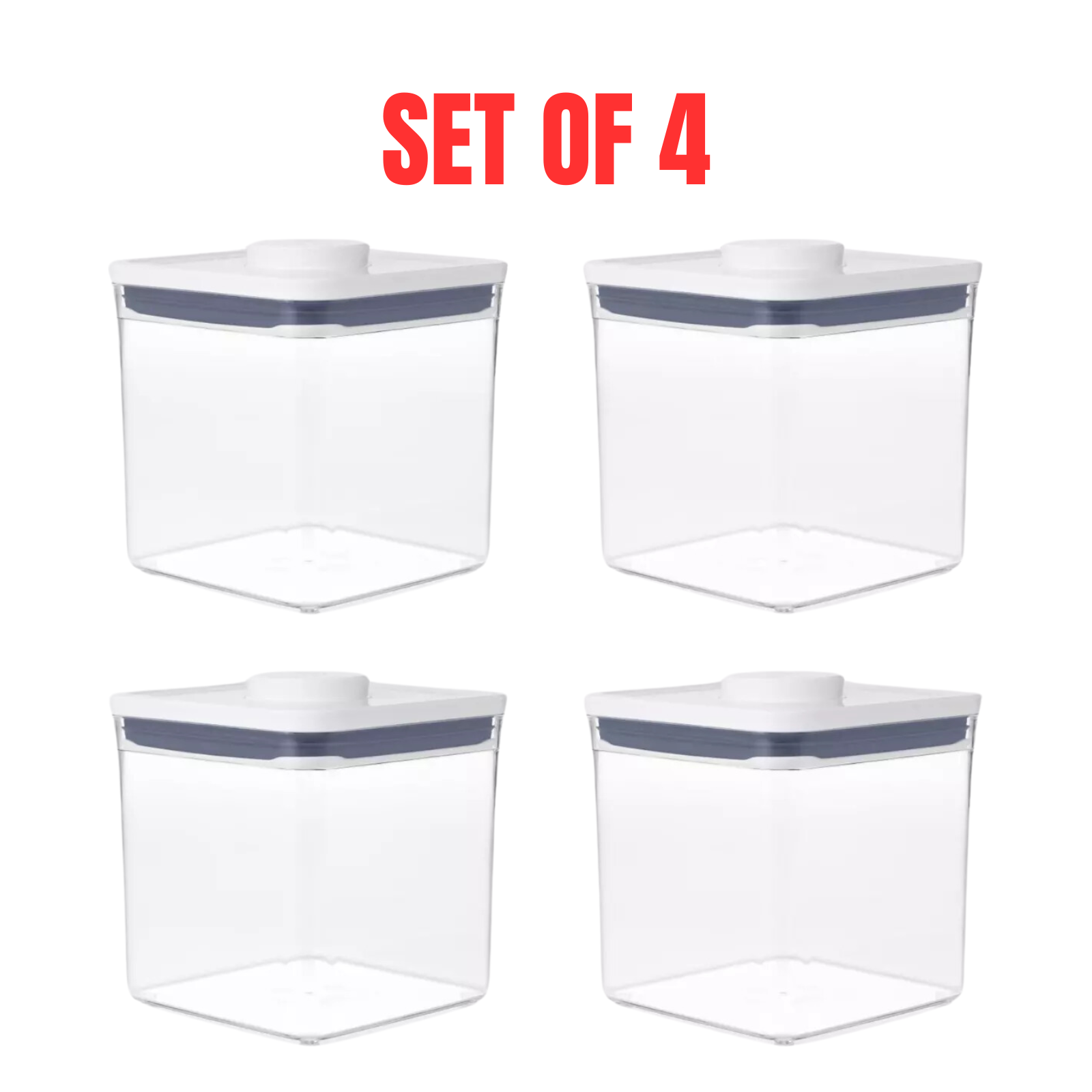 4x OXO Good Grips POP 2.0 Square 2.6L Food Storage Container with Airtight Lid
