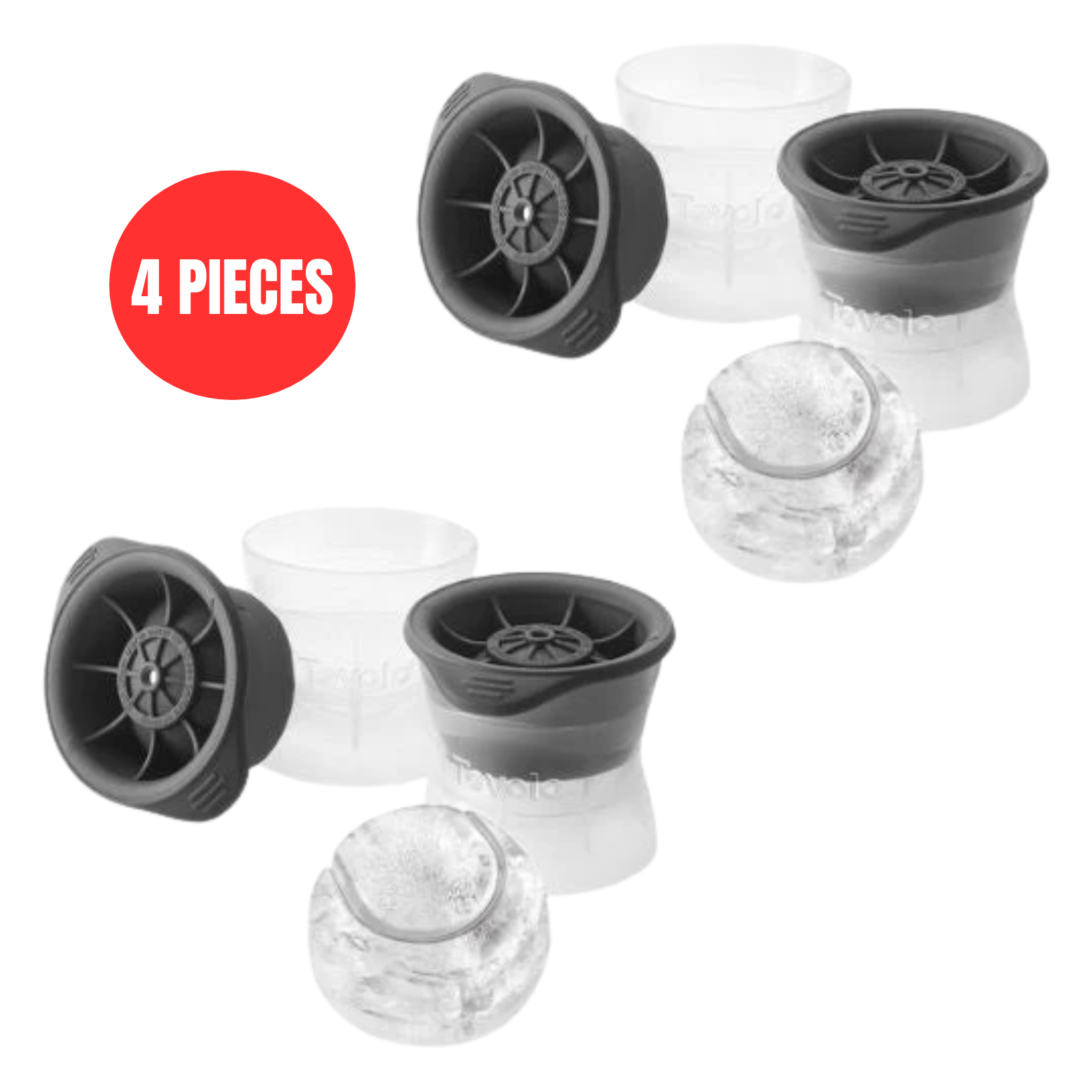 Tovolo Ice Sphere Molds Tennis Ball-Shaped Round Plastic Ball Moulds - 4 Pieces