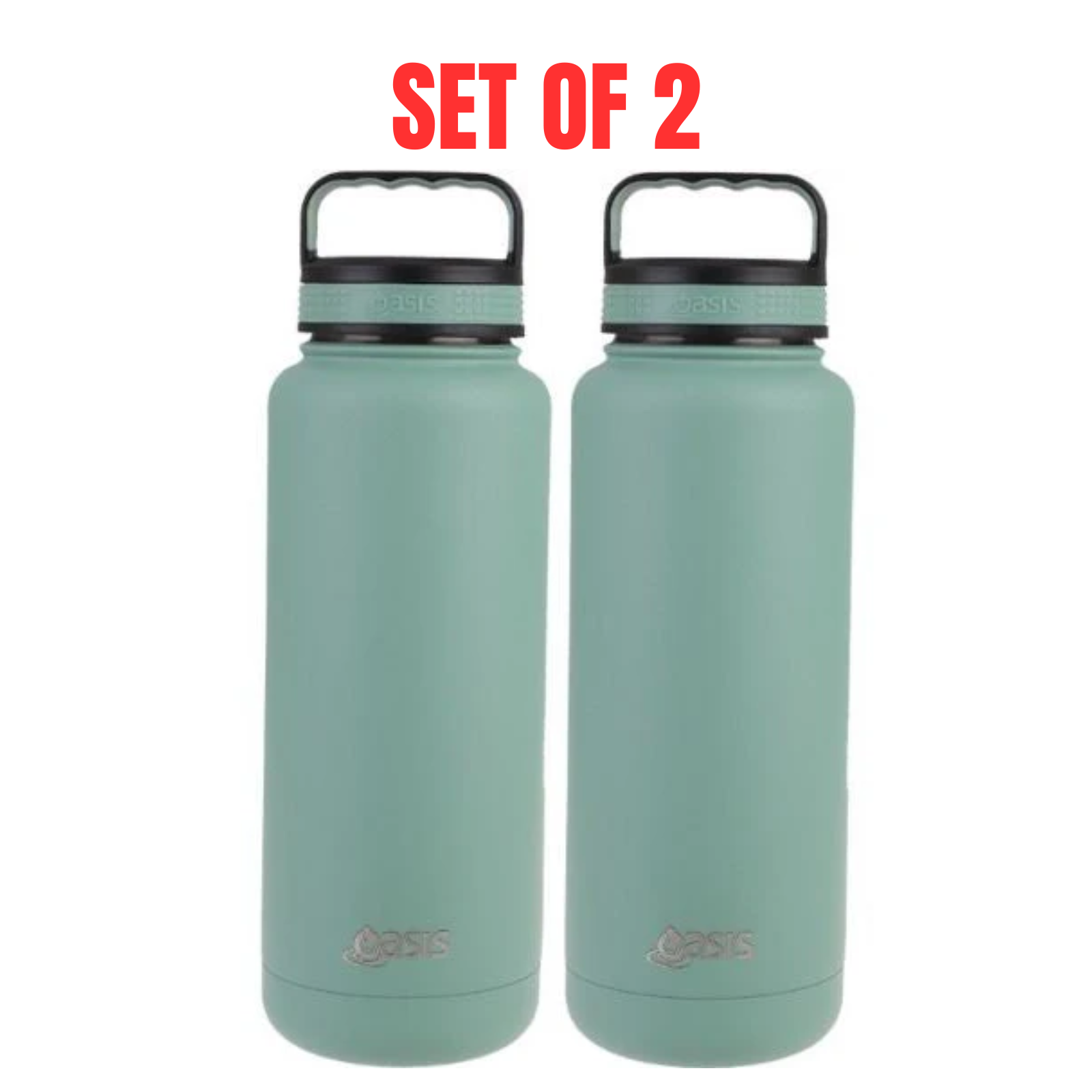 2x Oasis 1.2L Vacuum Insulated Water Bottle Stainless Steel Bottles - Sage Green