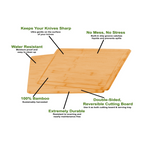 3 Pieces Bamboo Cutting Board with Juice Groove and Mobile Holder included for Home Kitchen