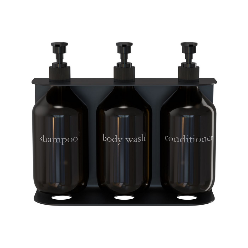 Living Elements Bathroom Black & Amber Wall Mounted Triple Soap Bottle Holder