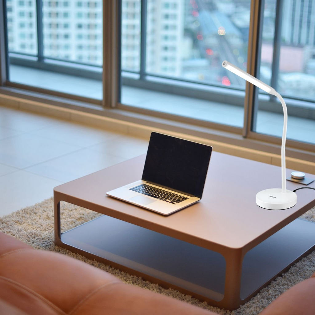 LED Table Desk Lamp W/ Wireless Phone Charging Touch Control Verve Design White