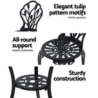 Gardeon 3 Piece Outdoor Setting Bistro Table & Chairs Patio Cast Aluminium Black