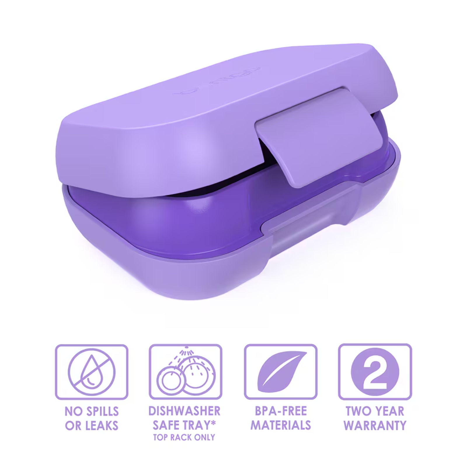 Bentgo Kids Leak-Proof Snack Container Bento Lunchbox with 2 Compartment, Purple