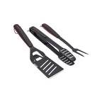 BBQ Stainless Steel Non-Stick Tool Matador Grilling Tongs, Spatula, Fork - Black