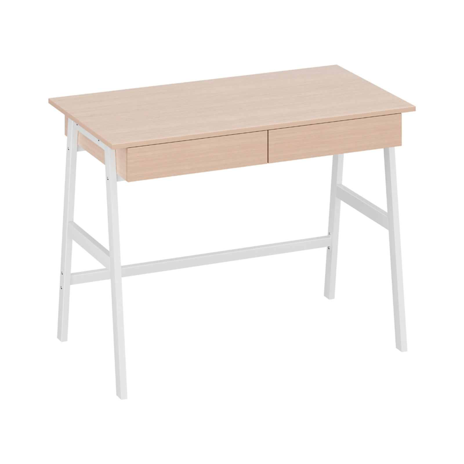 Artiss Computer Desk Metal with Drawer Home Office Study Table, White w/ Oak Top