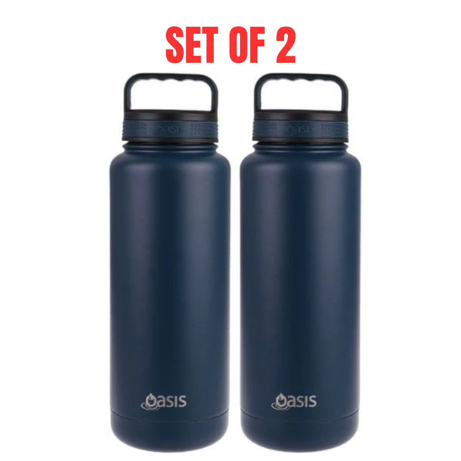 2x Oasis 1.2L Vacuum Insulated Water Bottle Stainless Steel Drink Bottles - Navy