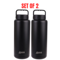 2x Oasis 1.2L Vacuum Insulated Water Bottle Stainless Steel Double Wall - Black