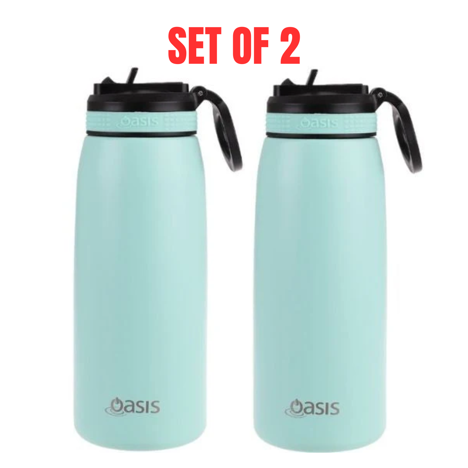 2x Oasis 780ml Stainless Steel Insulated Drink Bottle with Sipper Straw - Mint