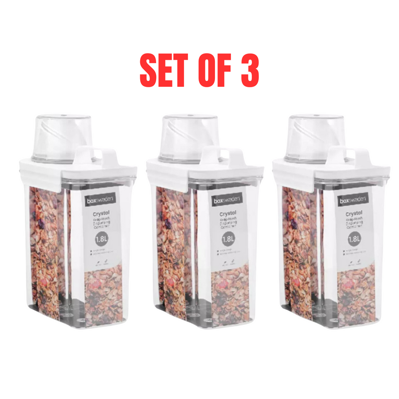 3x Boxsweden 1.8L Keep Fresh Dispensing Containers with Measuring Cup