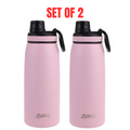 2 x Oasis Stainless Steel Insulated Sports Bottle 780ml w/ Screw Cap - Carnation