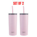 2x Oasis Super Sipper Insulated Tumbler w/ Silicone Head Straw 600ml - Carnation