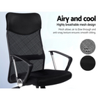 Office Chair PU Leather Mesh High Back Padded Headrest Gaming Swivel Seat, Black