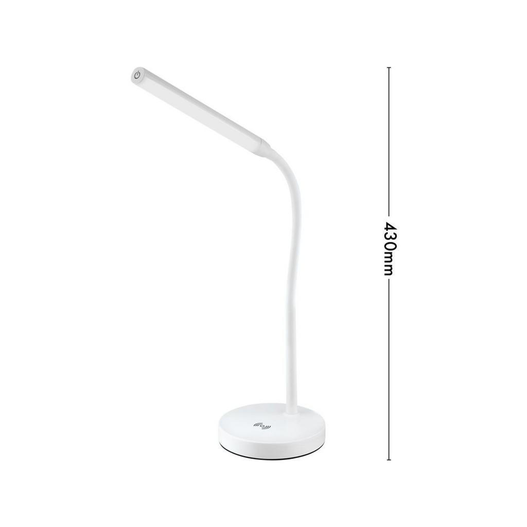 LED Table Desk Lamp W/ Wireless Phone Charging Touch Control Verve Design White