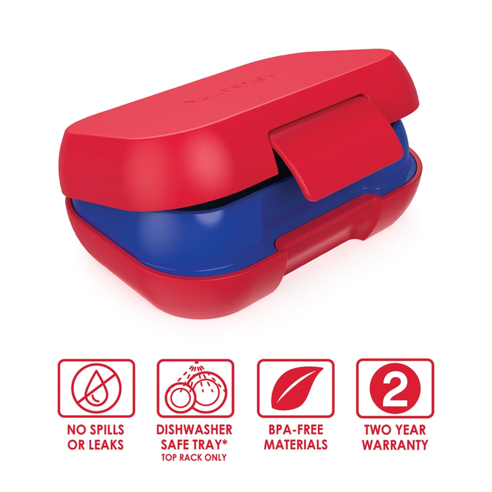 Bentgo Kids Leak-Proof Snack Container Bento Lunchbox 1.5 Cups Compartment - Red