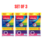 3x Vileda Microfibre Colours Cloths 8 Pack All-Purpose Cleaning Towels