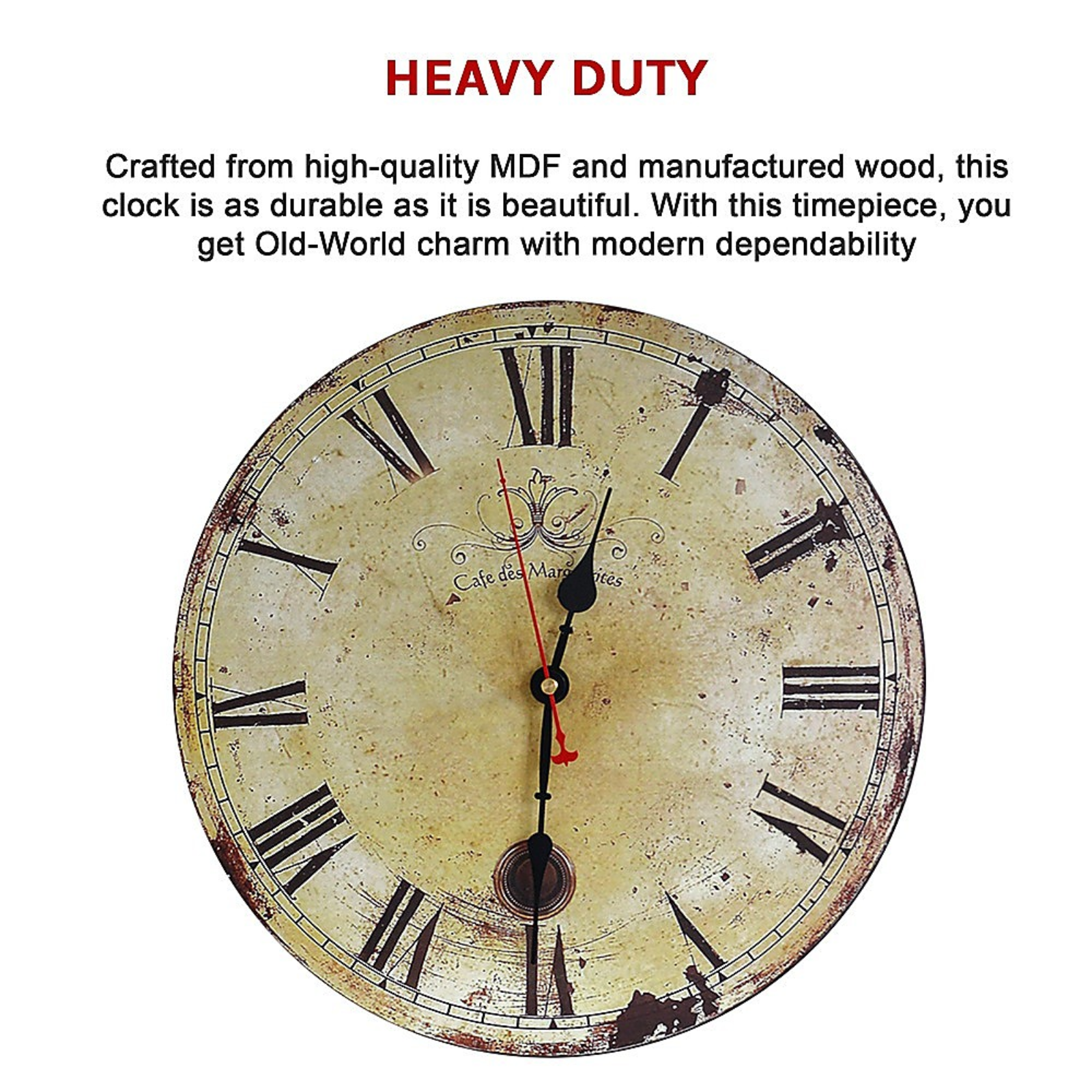 Round Vintage Retro Wall Clock Large With Roman Numerals Home Decor Timepiece