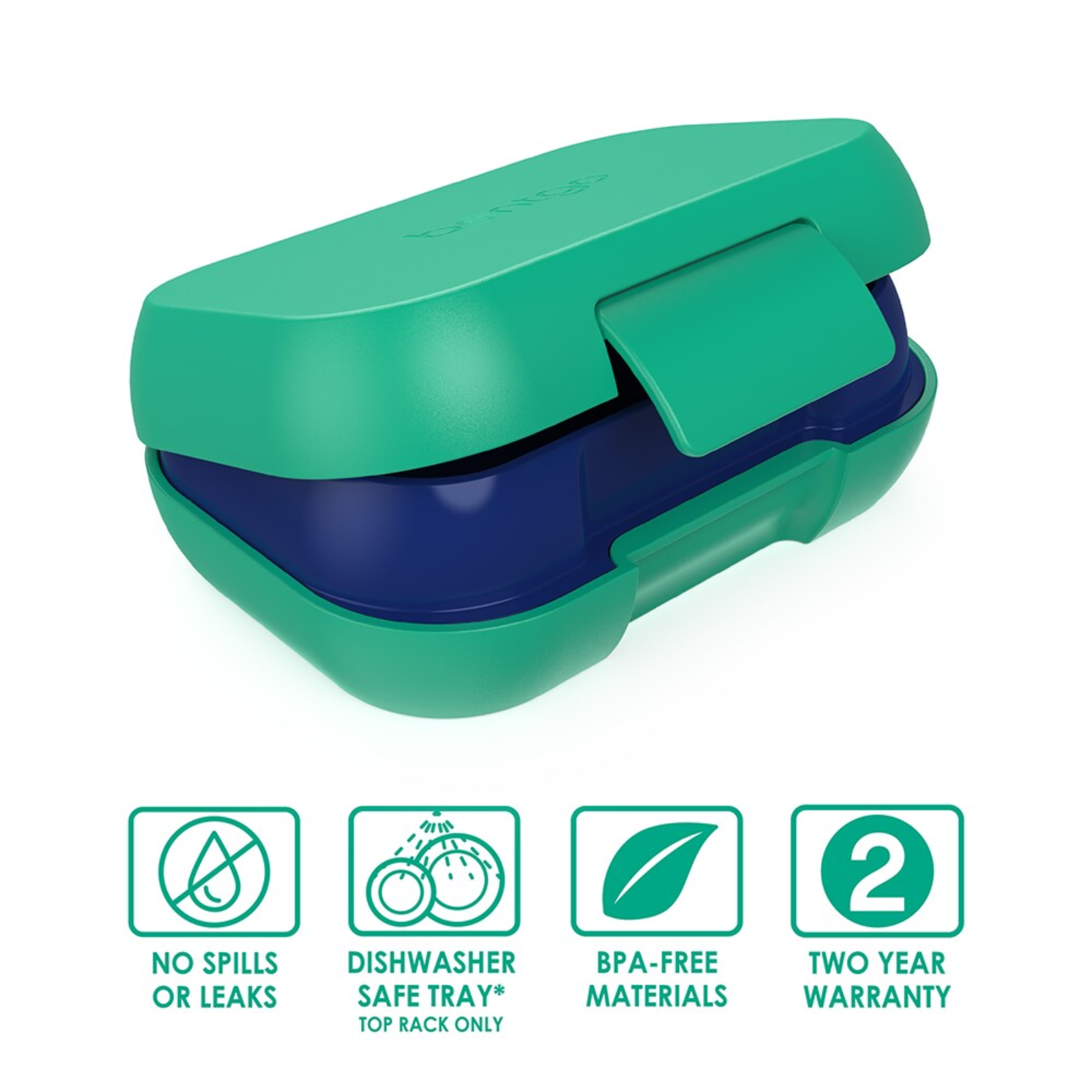 Bentgo Kids Leak-Proof Snack Container Bento Food Lunch Box - Green/Royal