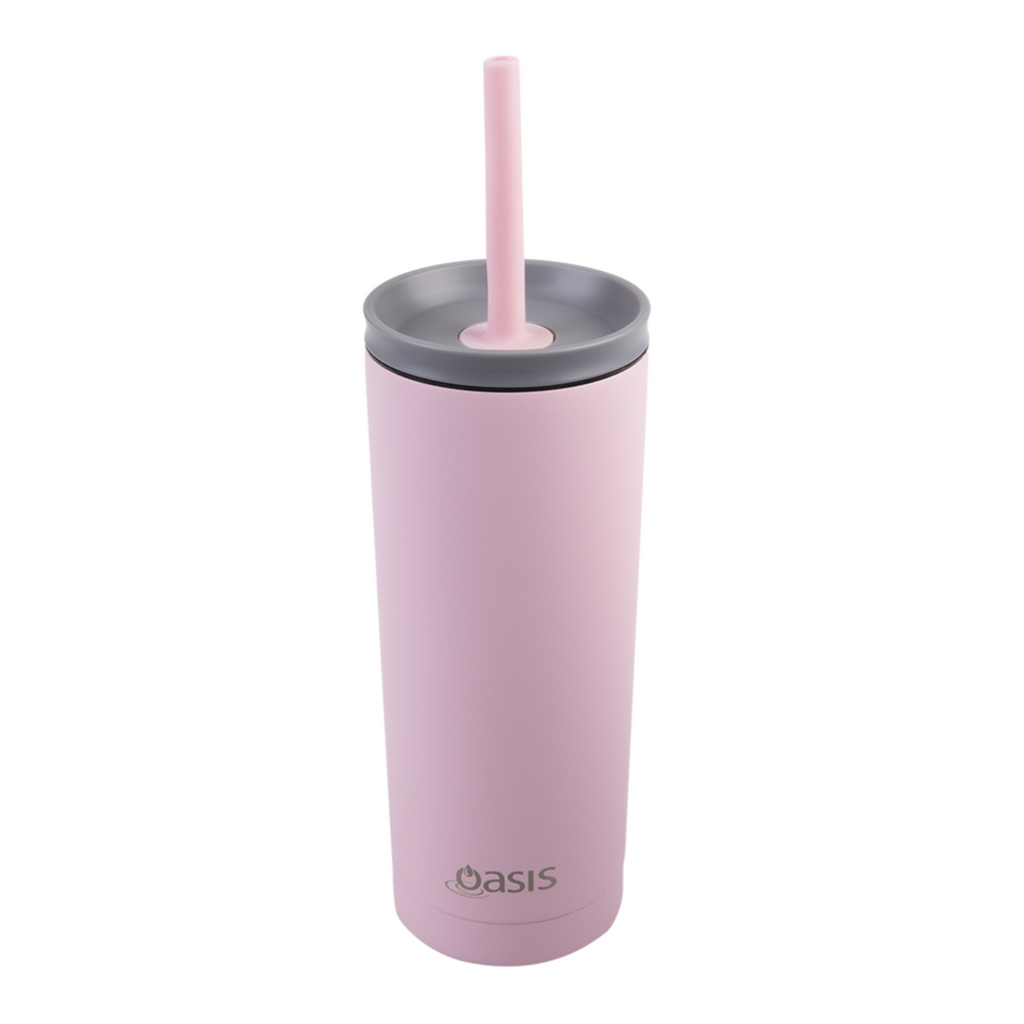 2x Oasis Super Sipper Insulated Tumbler w/ Silicone Head Straw 600ml - Carnation