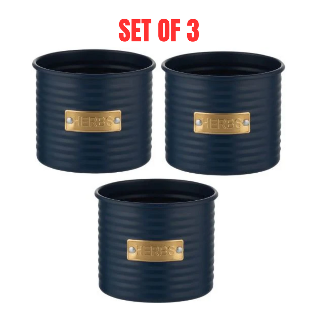 3 x Typhoon Living Otto Herb Planter 700ml - Navy