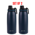 2 x Oasis Stainless Steel Vacuum Insulated Sports Bottle Screw Cap 780ml - Navy