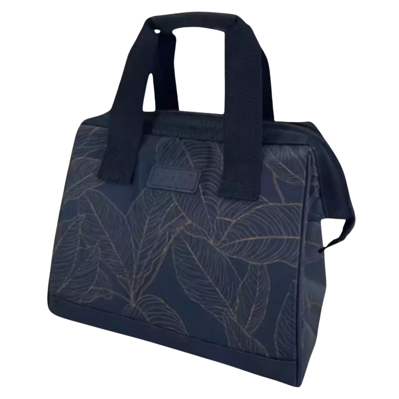 Sachi Insulated Lunch Bag - Navy Leaves Design, Portable & Stylish
