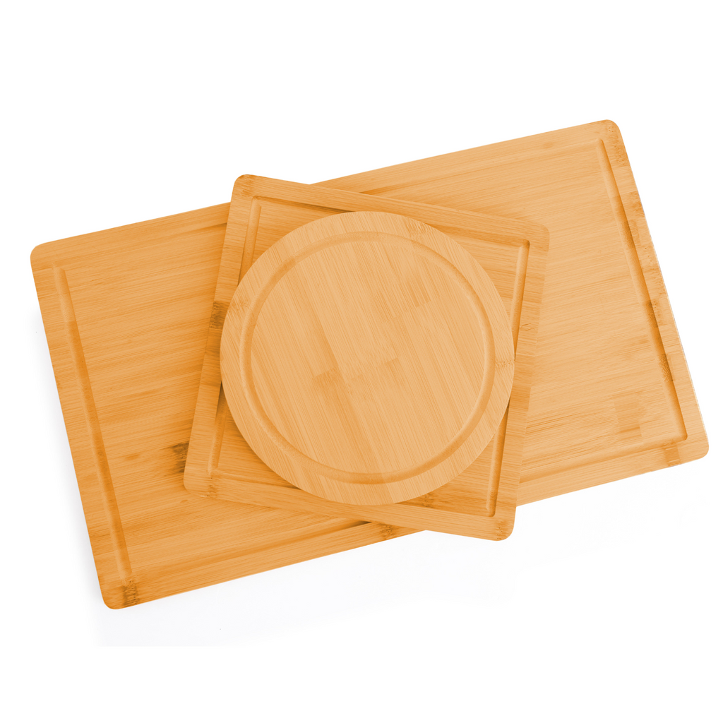 3 Pieces Bamboo Cutting Board with Juice Groove and Mobile Holder included for Home Kitchen