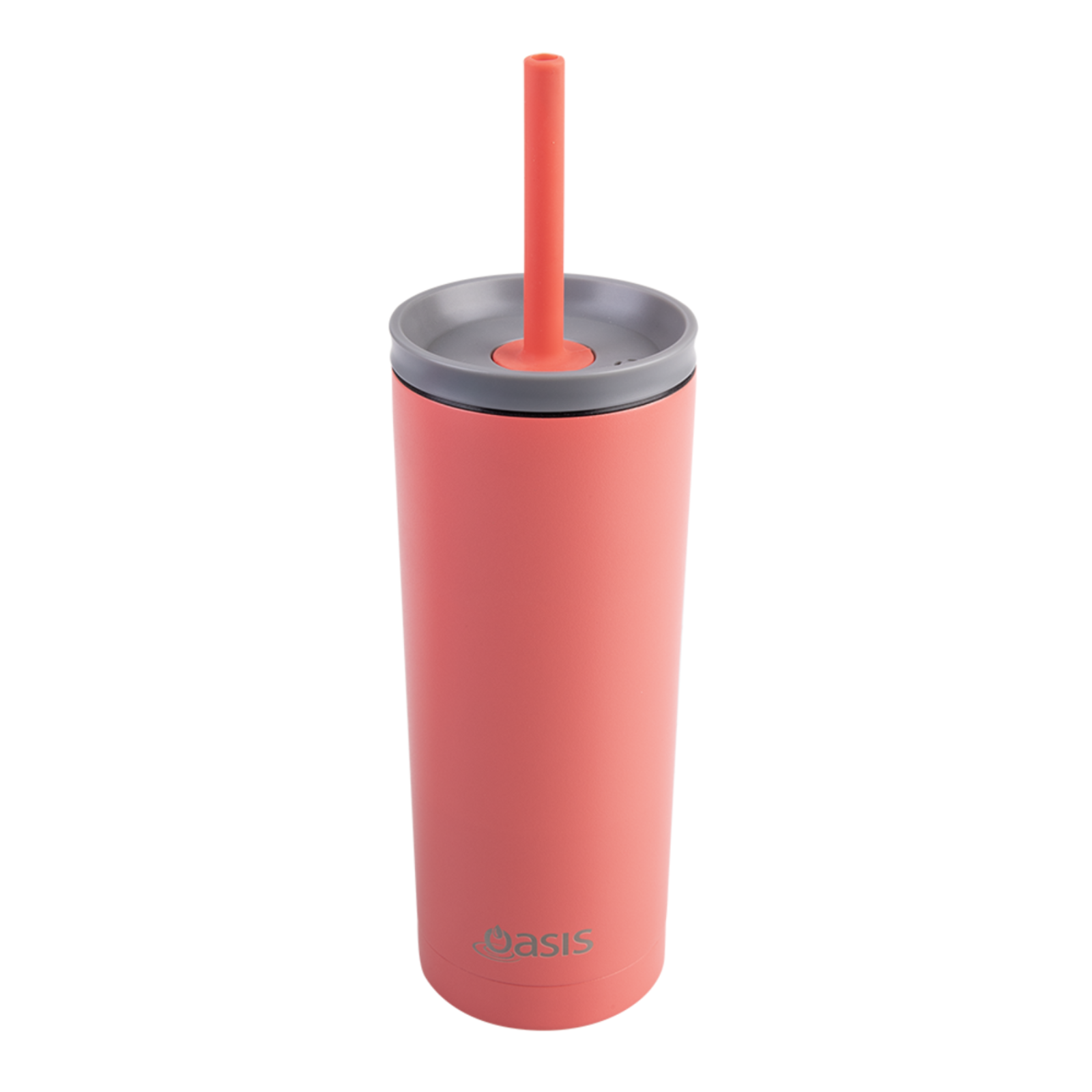 2x Oasis Super Sipper Insulated Tumbler w/ Silicone Head Straw 600ml Mug - Coral