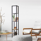 Floor Lamp Storage Shelf Shade Free Stand LED Light Modern Home Lighting Decor