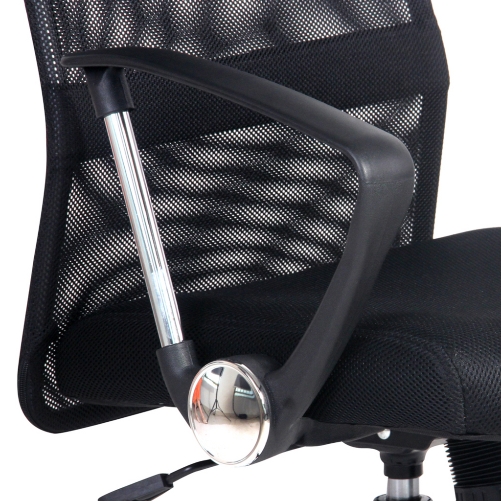Office Chair PU Leather Mesh High Back Padded Headrest Gaming Swivel Seat, Black