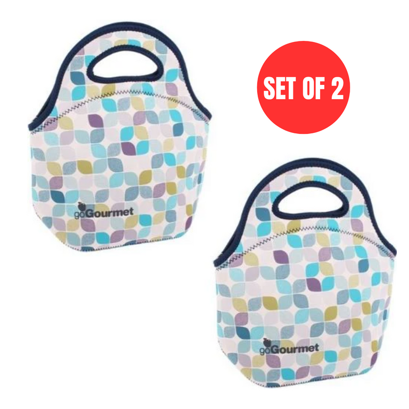 2 x Go Gourmet Lunch Tote Insulated Neoprene Bag - Neo-Leaf