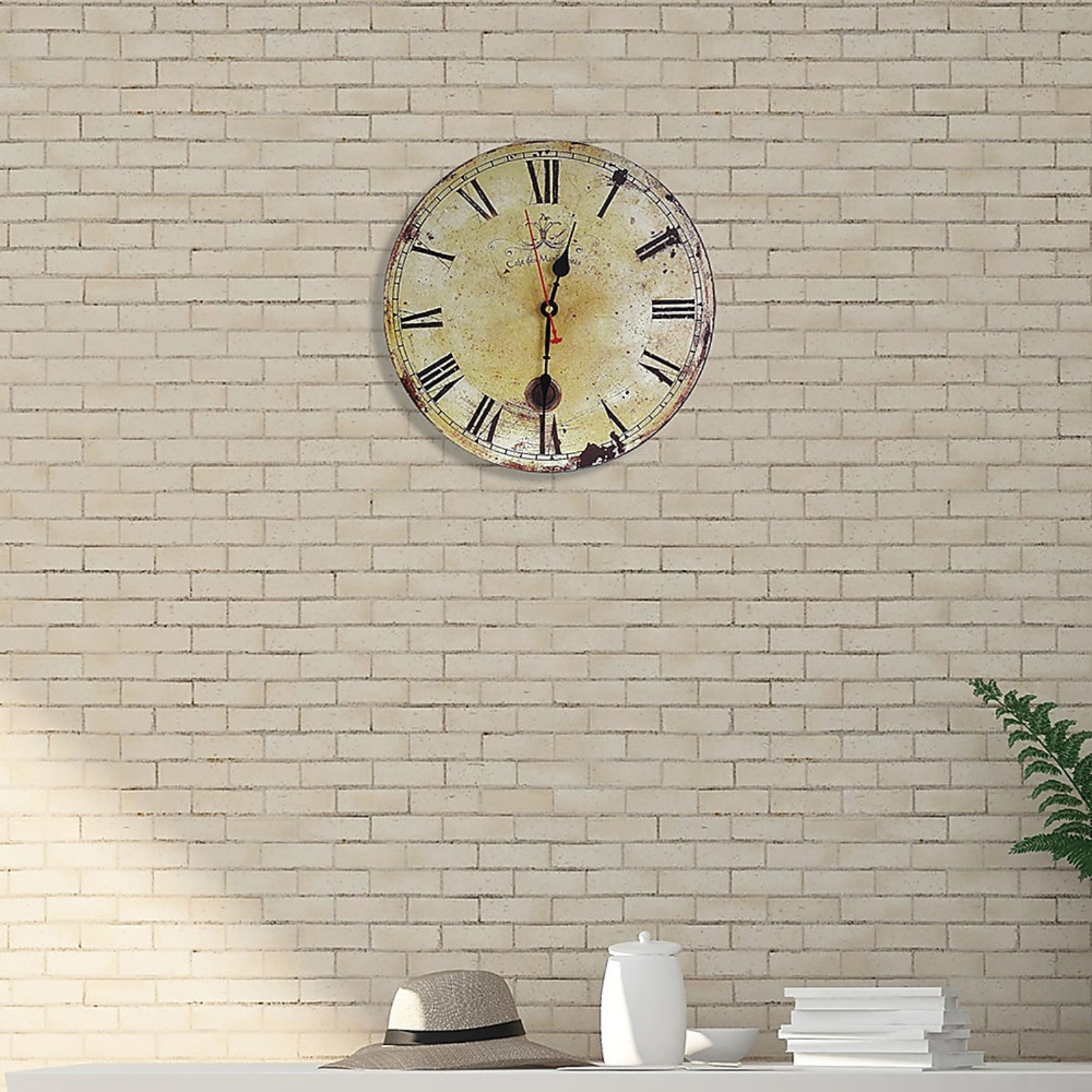 Round Vintage Retro Wall Clock Large With Roman Numerals Home Decor Timepiece