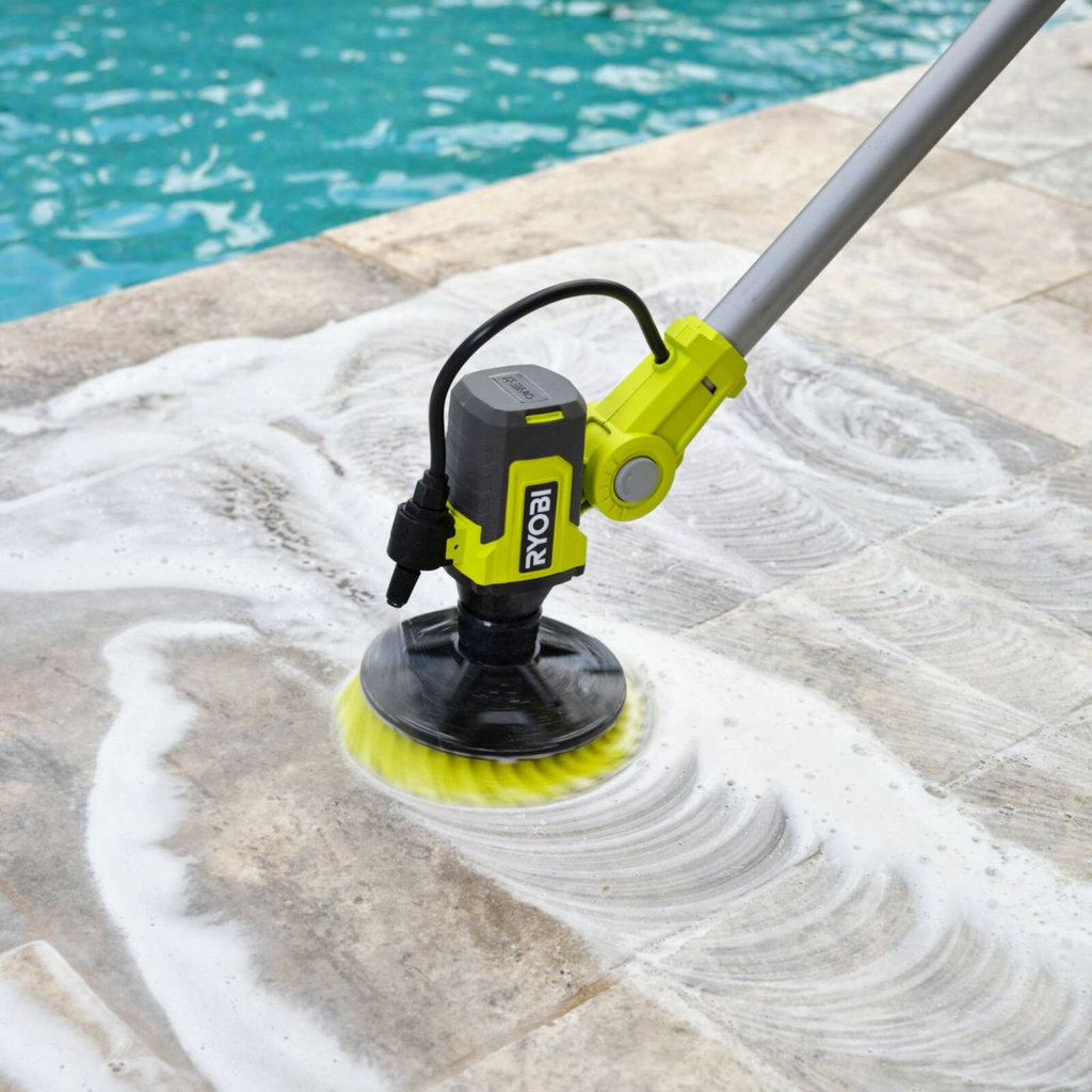 Ryobi Power Scrubber Brush 152mm Medium Bristle For General Purpose Cleaning NEW