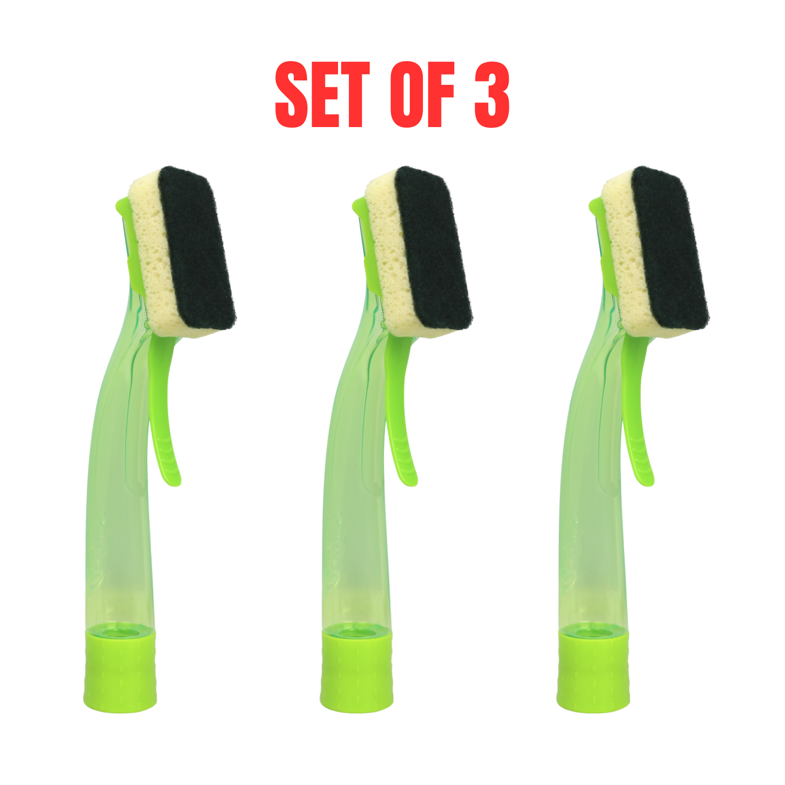 3 x Sabco Save N' Shine Trigger Soap Dispensing Dish Scrub Sponge for Kitchen