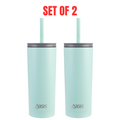 2x Oasis Super Sipper Insulated Tumbler w/ Silicone Head Straw 600ml Mug - Mint