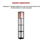 Floor Lamp Storage Shelf Shade Free Stand LED Light Modern Home Lighting Decor