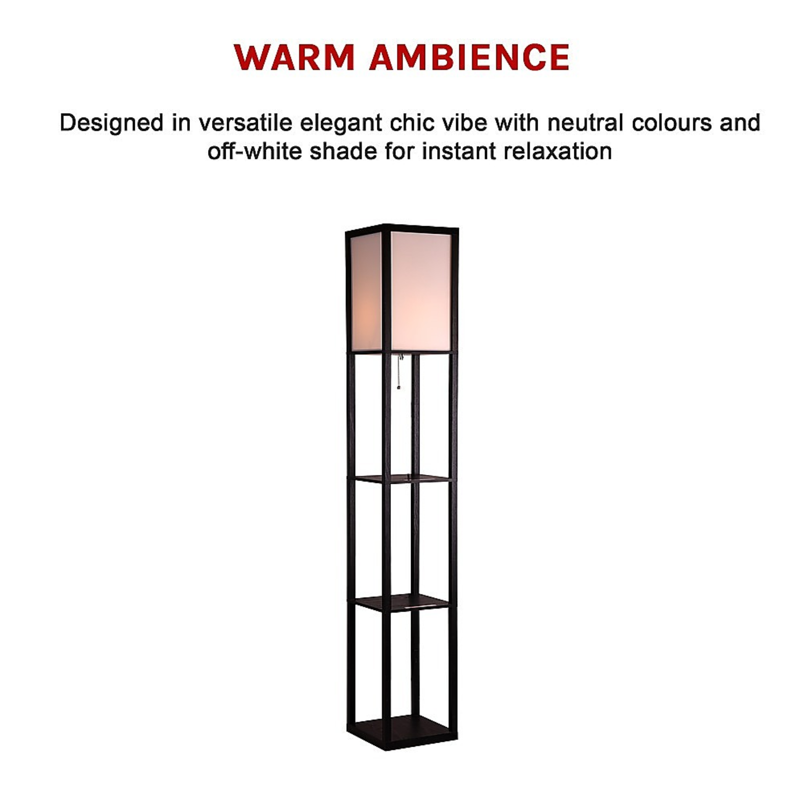 Floor Lamp Storage Shelf Shade Free Stand LED Light Modern Home Lighting Decor