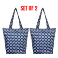2 x Sachi Insulated Market Tote Bags Folding Shopping Carry Bag - Moroccan Navy