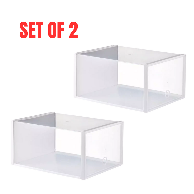 Inabox 36 x 27 x 18cm Clear Stackable Shoe Box Set of 2