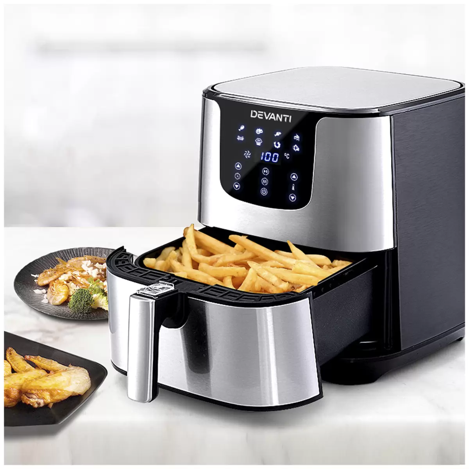 Devanti 7L Digital Air Fryer Silver AF-K-G-5T6-SS