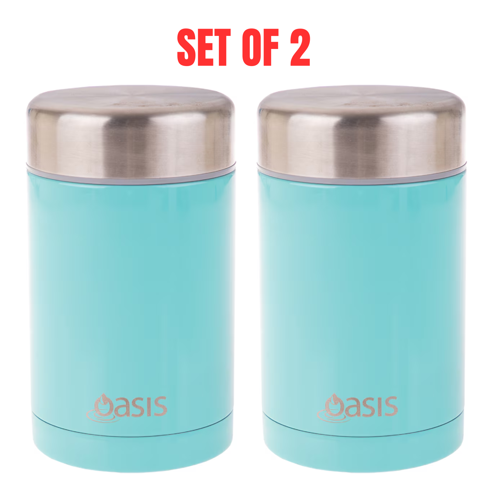 2 x Food Flask Vacuum Insulated Stainless Steel Soup Container 450ml - Spearmint