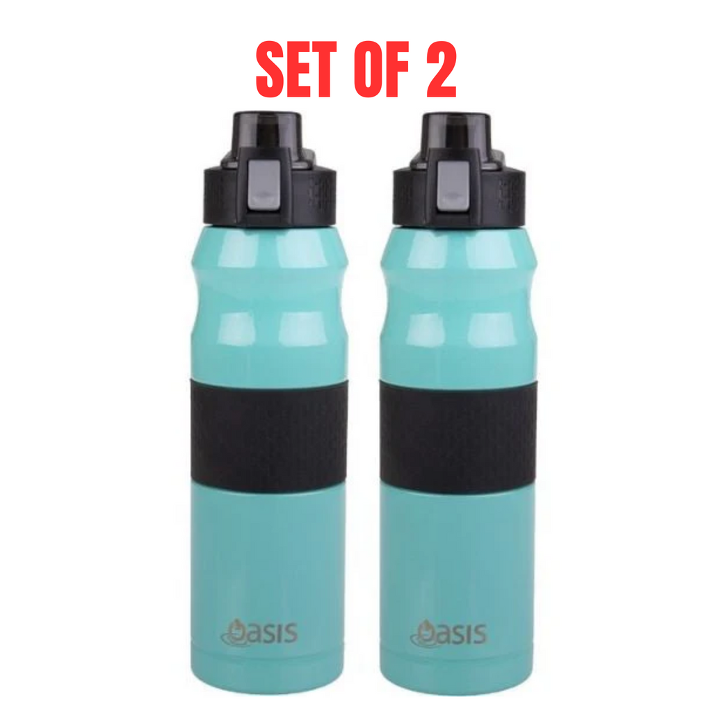 2 x Oasis Insulated Sports Bottle Flip-Top Lid Stainless Steel Flask 600ml - Spearmint